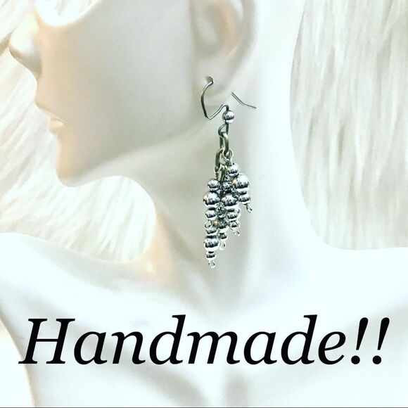 Silver Beaded Earrings  - Picture 1 of 3